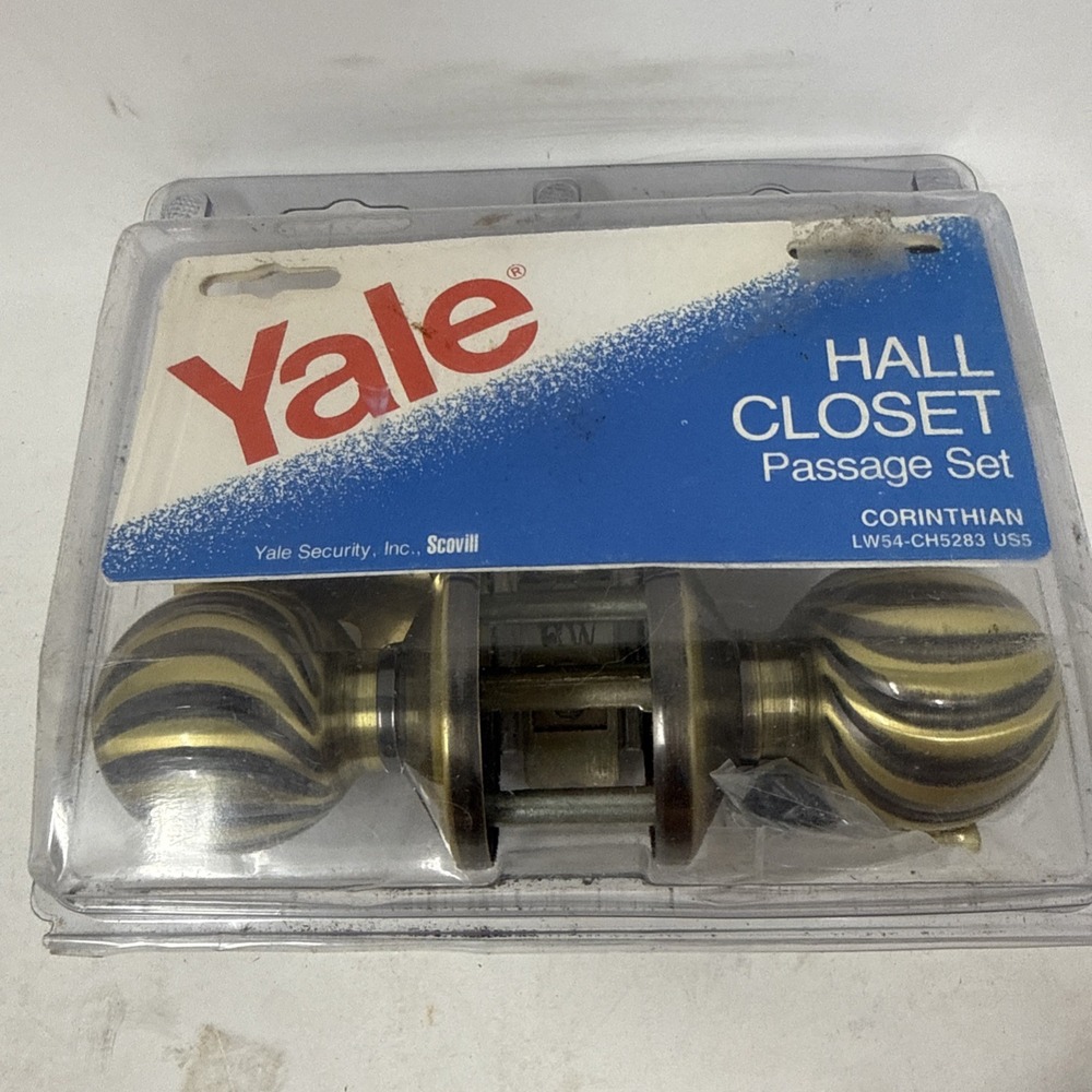 Yale Door Knob Hall Closet Passage Set Vintage Sealed 2 3/8" Brass Corinthian